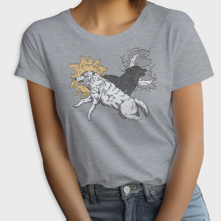 Wolves With Moon And Sun Run, Tricou Femei