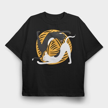 Cat Yoga, Tricou Oversize Barbati (Unisex)