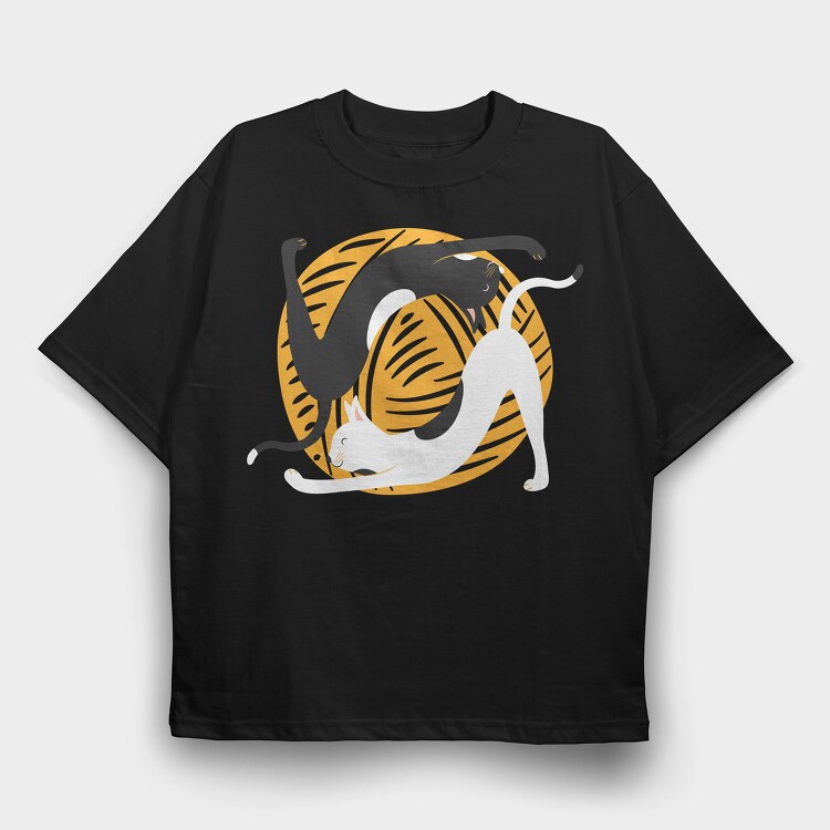 Cat Yoga, Tricou Oversize Barbati (Unisex)