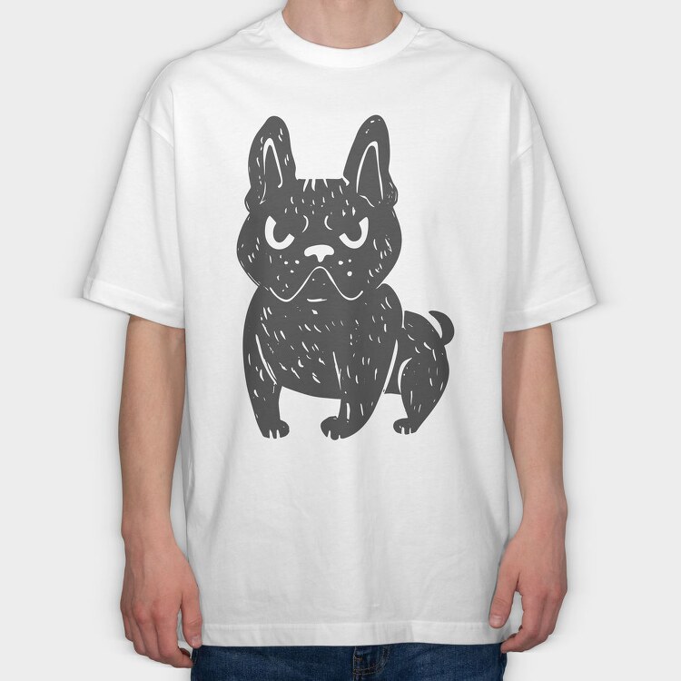Angry French Bulldog Dog Doodle French Dog, Tricou Oversize Barbati (Unisex)