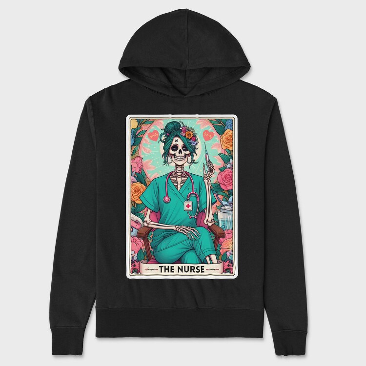 The Nurse Skeleton Card, Hanorac Oversize Barbati (Unisex)