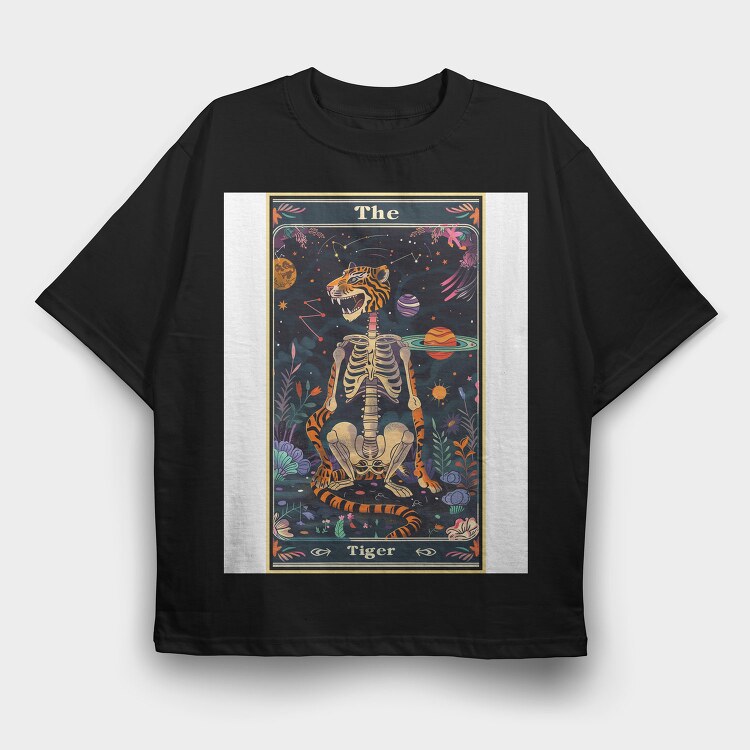 The Tiger Skeleton, Tricou Oversize Barbati (Unisex)