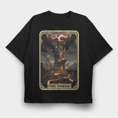 The Tower Card, Tricou Oversize Barbati (Unisex)