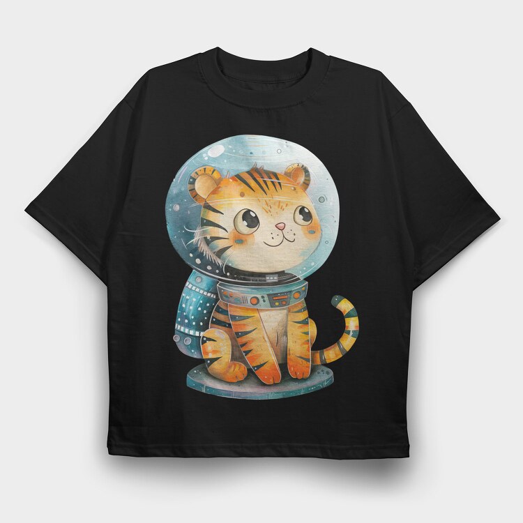 Tiger Astronaut Spacesuit, Tricou Oversize Barbati (Unisex)