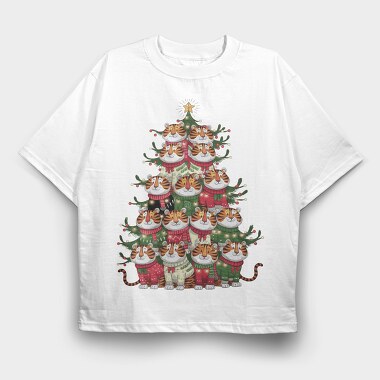 Tiger Christmas Tree, Tricou Oversize Barbati (Unisex)
