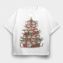 Tiger Christmas Tree, Tricou Oversize Barbati (Unisex)