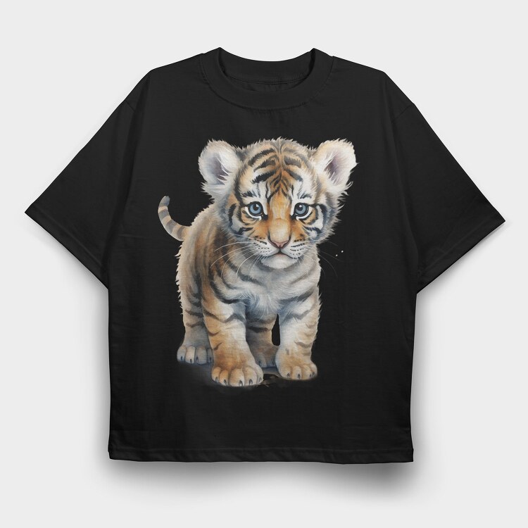 Tiger Cub Face, Tricou Oversize Barbati (Unisex)