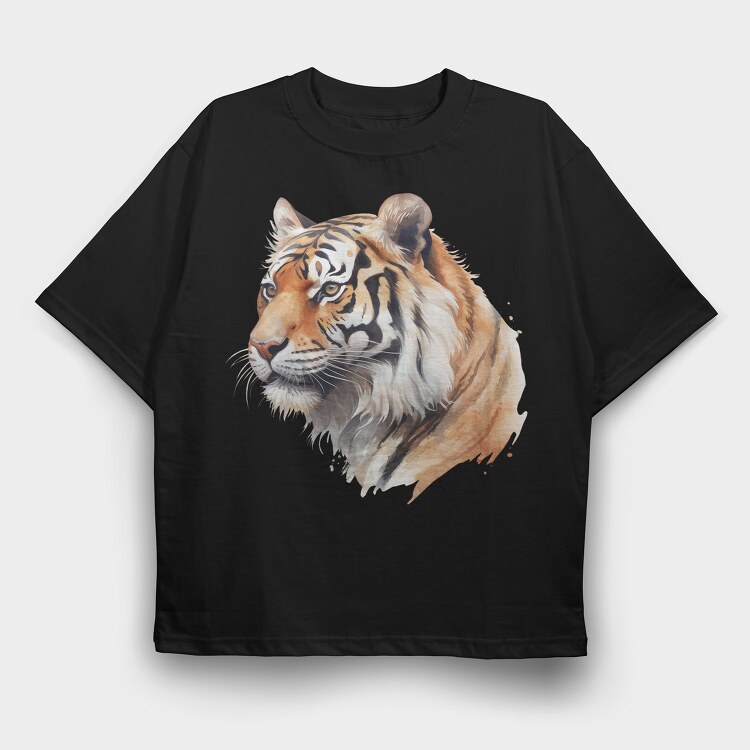 Tiger Face Portrait, Tricou Oversize Barbati (Unisex)