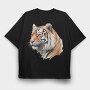 Tiger Face Portrait, Tricou Oversize Barbati (Unisex)