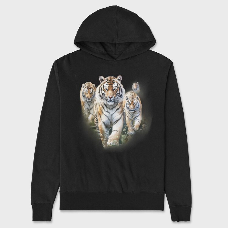 Tiger Family Walk, Hanorac Oversize Barbati (Unisex)