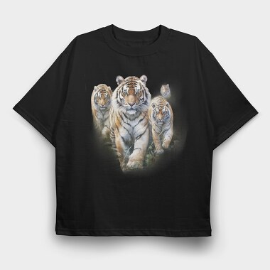 Tiger Family Walk, Tricou Oversize Barbati (Unisex)