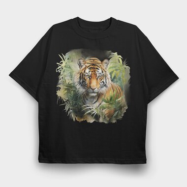 Tiger In Jungle, Tricou Oversize Barbati (Unisex)