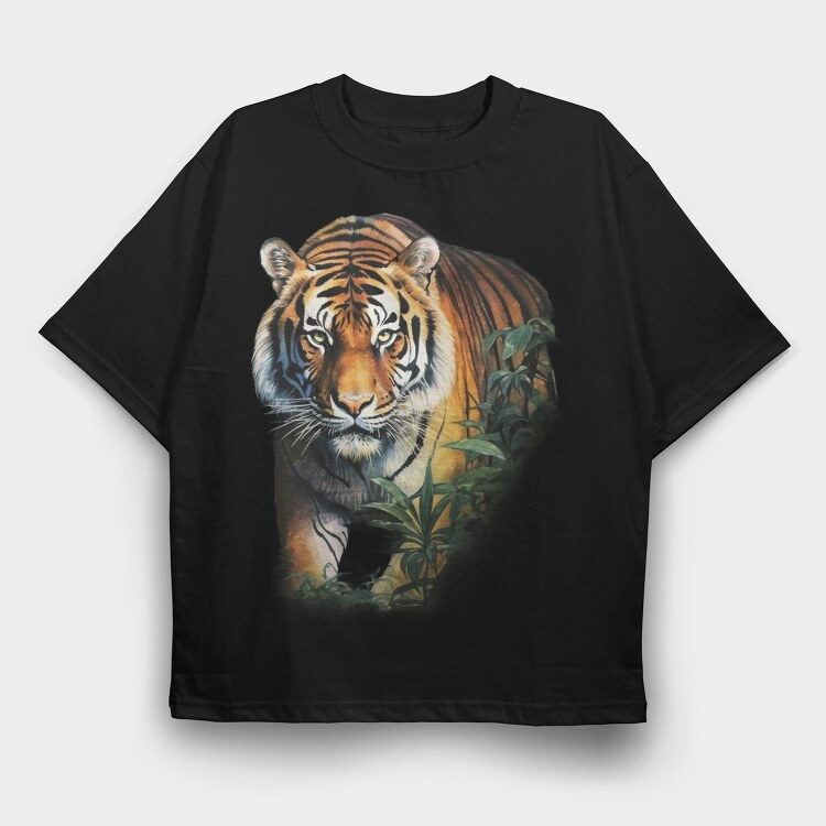 Tiger Jungle Face, Tricou Oversize Barbati (Unisex)