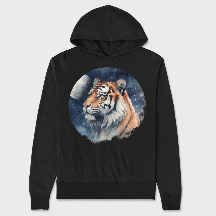 Tiger Night Moon, Hanorac Oversize Barbati (Unisex)