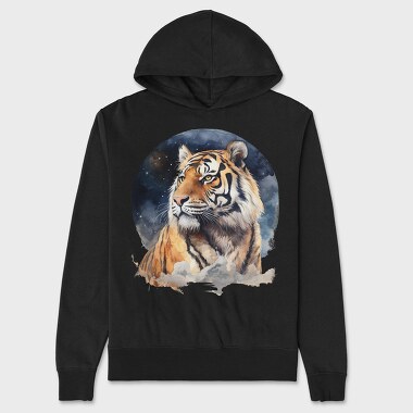 Tiger Night Sky, Hanorac Oversize Barbati (Unisex)