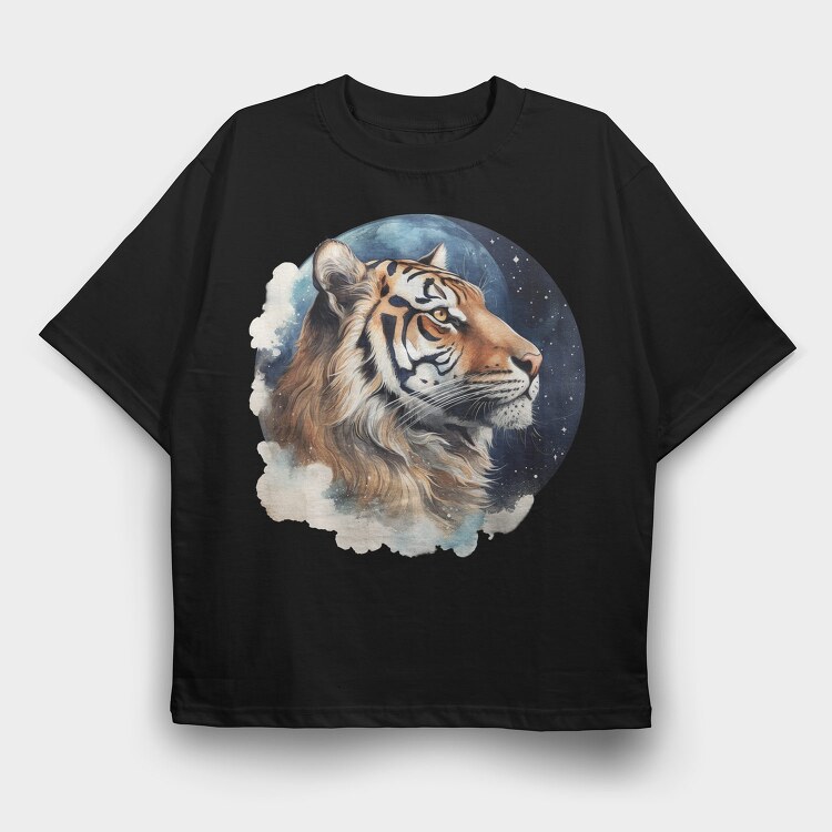 Tiger Night Spirit, Tricou Oversize Barbati (Unisex)