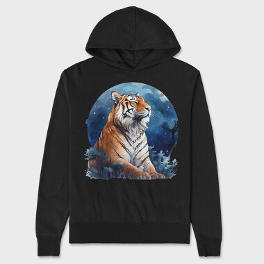 Tiger Night Stare, Hanorac Oversize Barbati (Unisex)