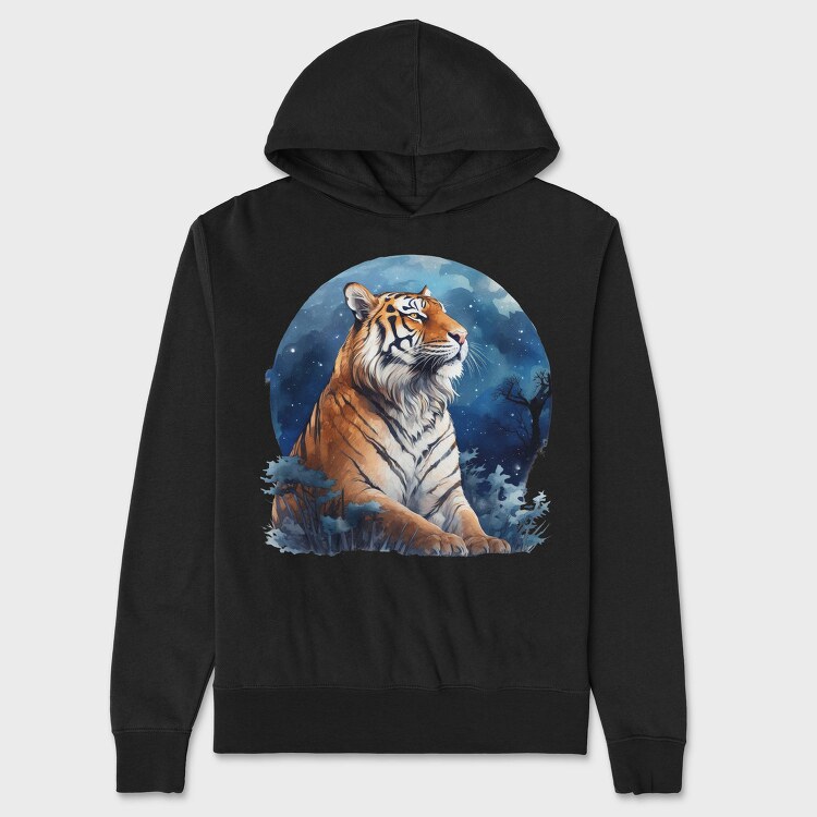 Tiger Night Stare, Hanorac Oversize Barbati (Unisex)