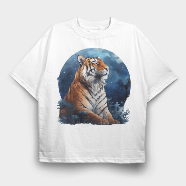 Tiger Night Stare, Tricou Oversize Barbati (Unisex)