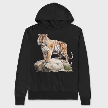 Tiger On Rock, Hanorac Oversize Barbati (Unisex)