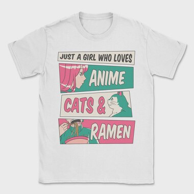 Anime Girl Cat And Ramen, Tricou Barbati (Unisex)