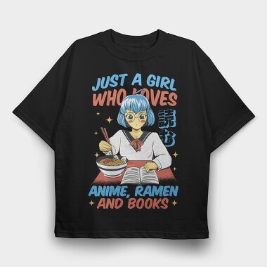 Anime Ramen And Book Lover, Tricou Oversize Barbati (Unisex)