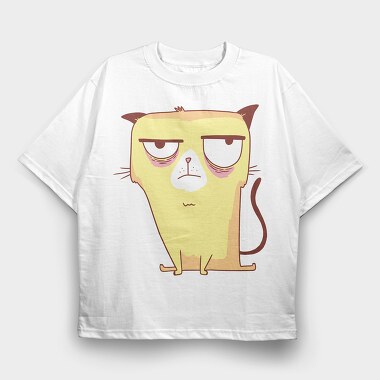 Annoyed Yellow Cat Grumpy, Tricou Oversize Barbati (Unisex)