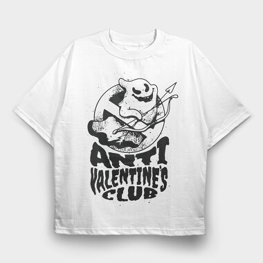 Anti Valentine S Day Ghost Club, Tricou Oversize Barbati (Unisex)