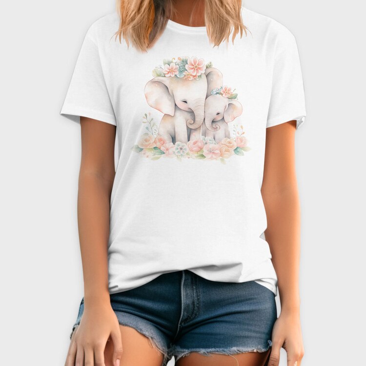Baby Elephants With Flowers Two, Tricou Barbati (Unisex)