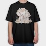 Baby Elephants With Flowers Two, Tricou Oversize Barbati (Unisex)