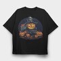 Halloween Pumpkin Train King, Tricou Oversize Barbati (Unisex)