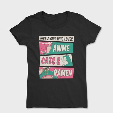 Anime Girl Cat And Ramen, Tricou Femei