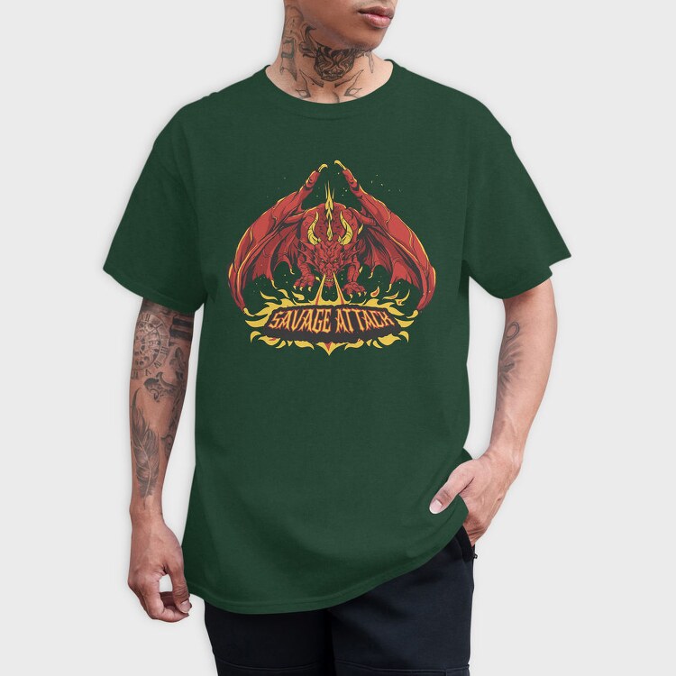 Dragon Creature With Fire Savage Attack, Tricou Barbati (Unisex)