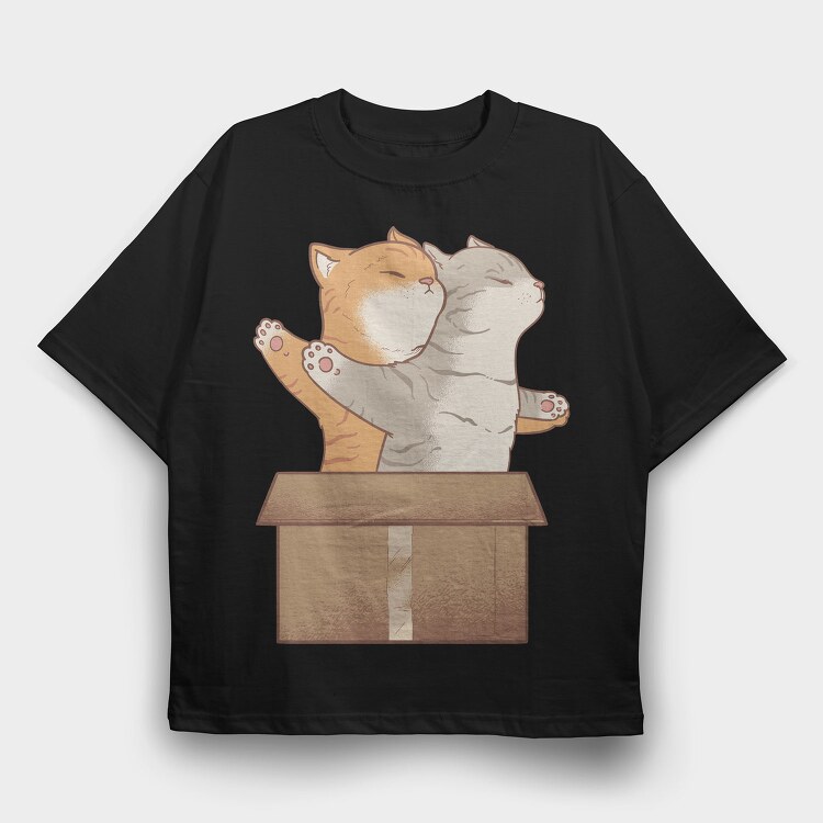 Cats In Love Titanic, Tricou Oversize Barbati (Unisex)