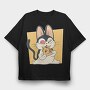 Pizza Kitten Cat, Tricou Oversize Barbati (Unisex)