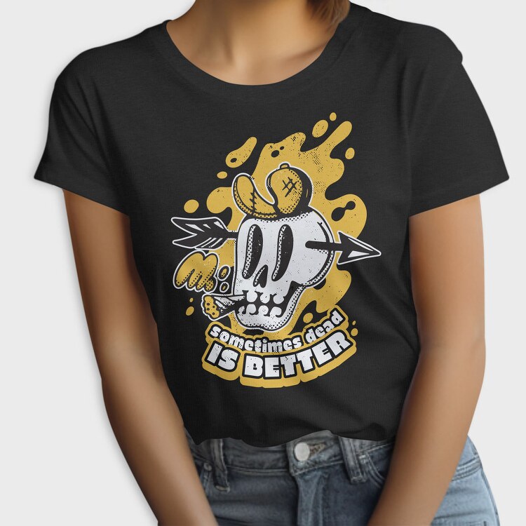 Halloween Skull Retro Cartoon Dead Is Better, Tricou Femei
