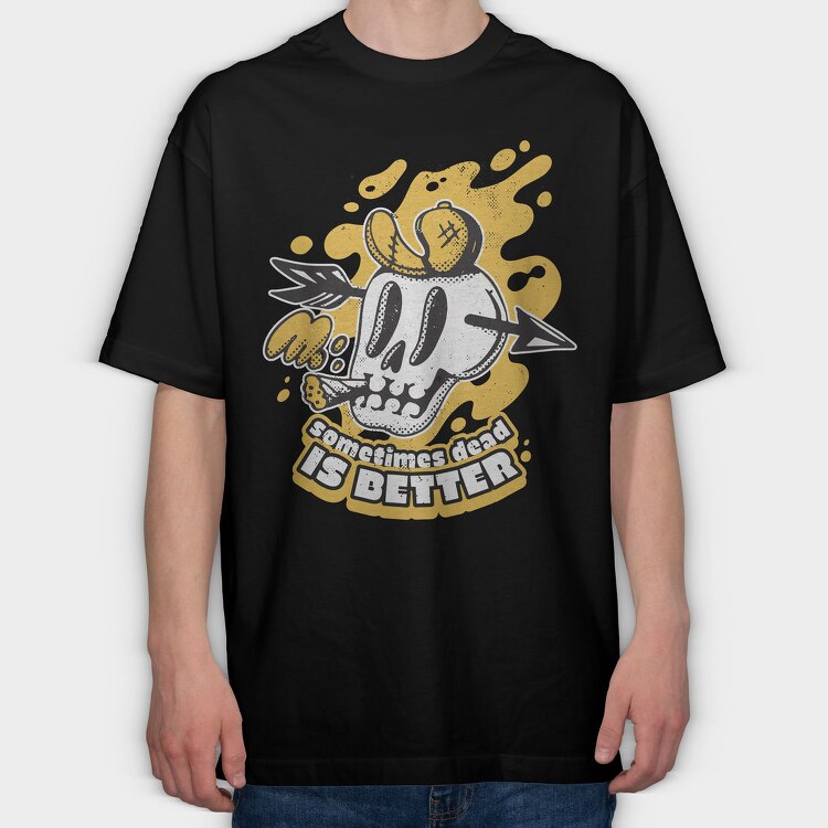 Halloween Skull Retro Cartoon Dead Is Better, Tricou Oversize Barbati (Unisex)