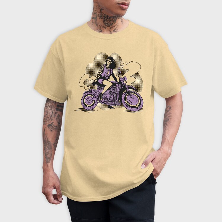 Woman In Motorcycle Biker Girl, Tricou Barbati (Unisex)