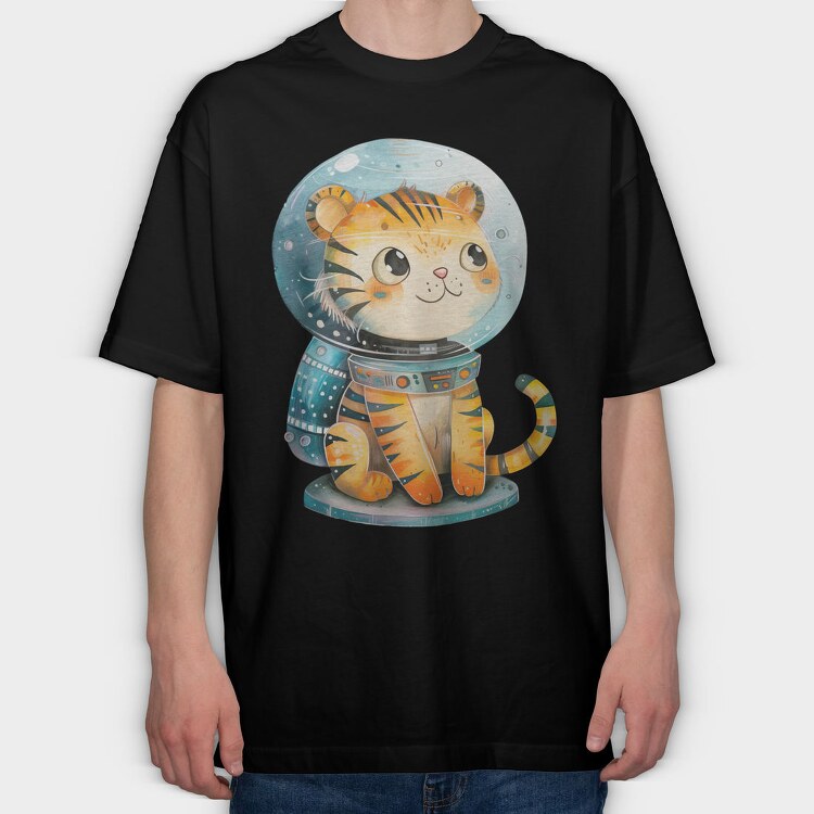 Tiger Astronaut Spacesuit, Tricou Oversize Barbati (Unisex)
