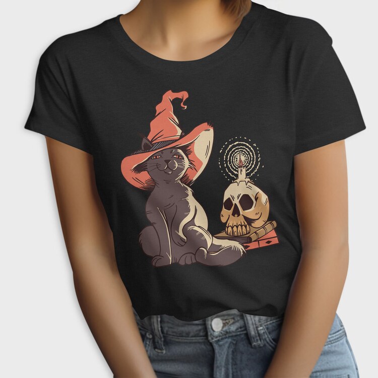 Halloween Witch Cat, Tricou Femei