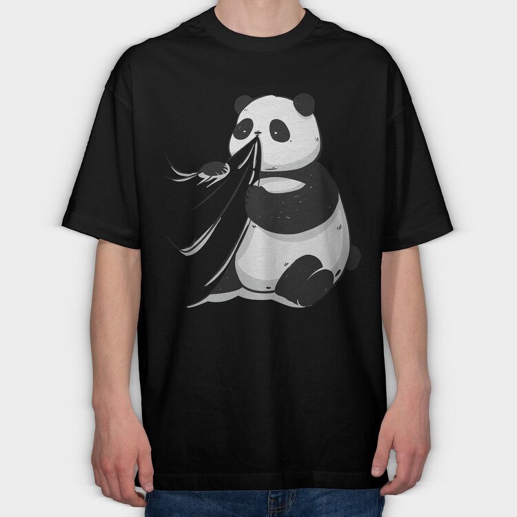 Panda Bear Animal Eating Shirt Cute, Tricou Oversize Barbati (Unisex)