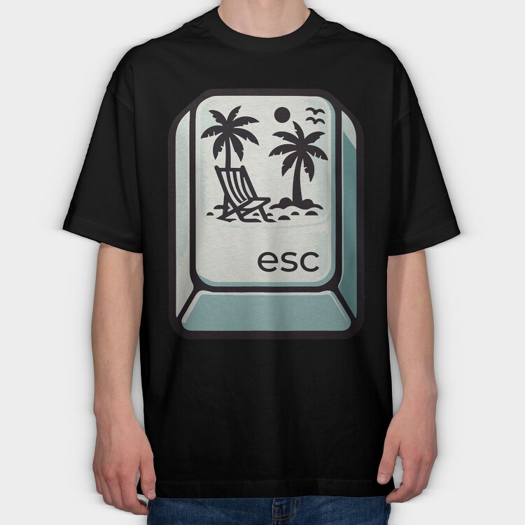 Beach Escape Key Esc, Tricou Oversize Barbati (Unisex)
