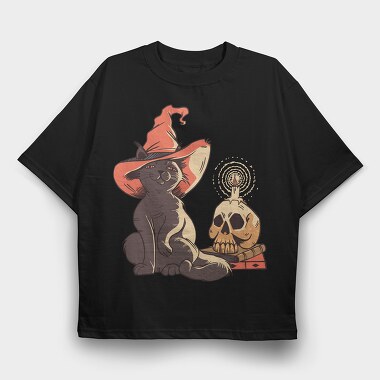 Halloween Witch Cat, Tricou Oversize Barbati (Unisex)