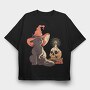 Halloween Witch Cat, Tricou Oversize Barbati (Unisex)