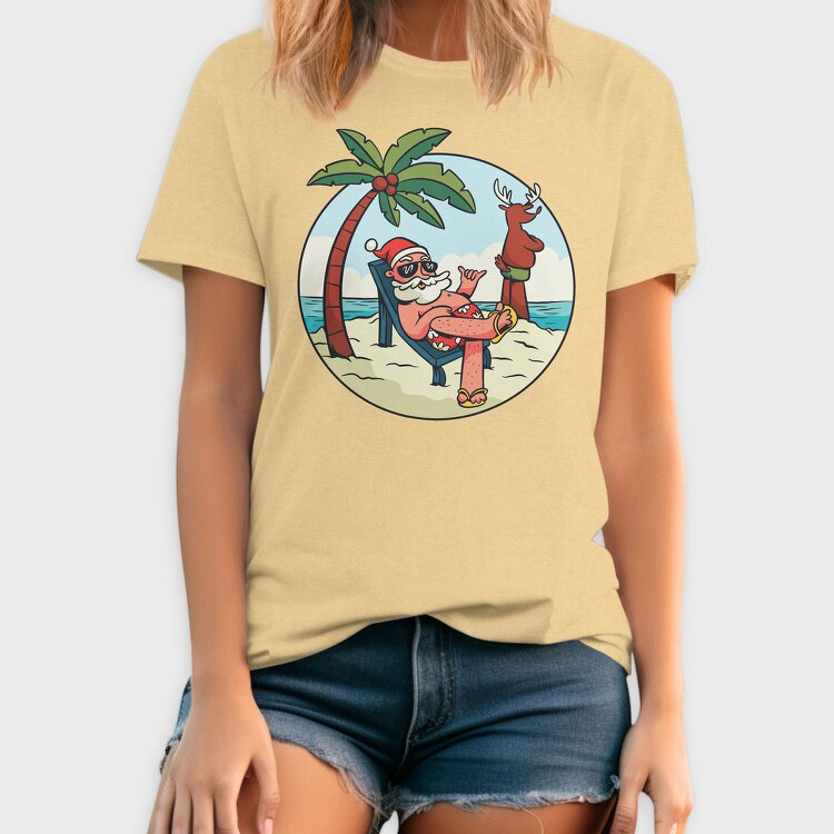 Beach Summer Santa Claus, Tricou Barbati (Unisex)