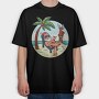Beach Summer Santa Claus, Tricou Oversize Barbati (Unisex)