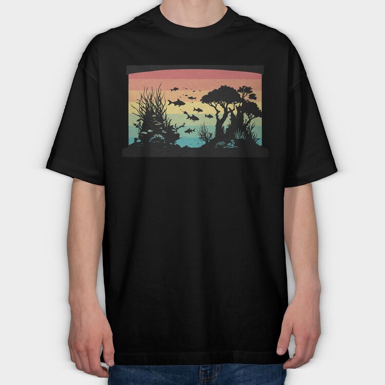 Silhouetted Aquarium, Tricou Oversize Barbati (Unisex)