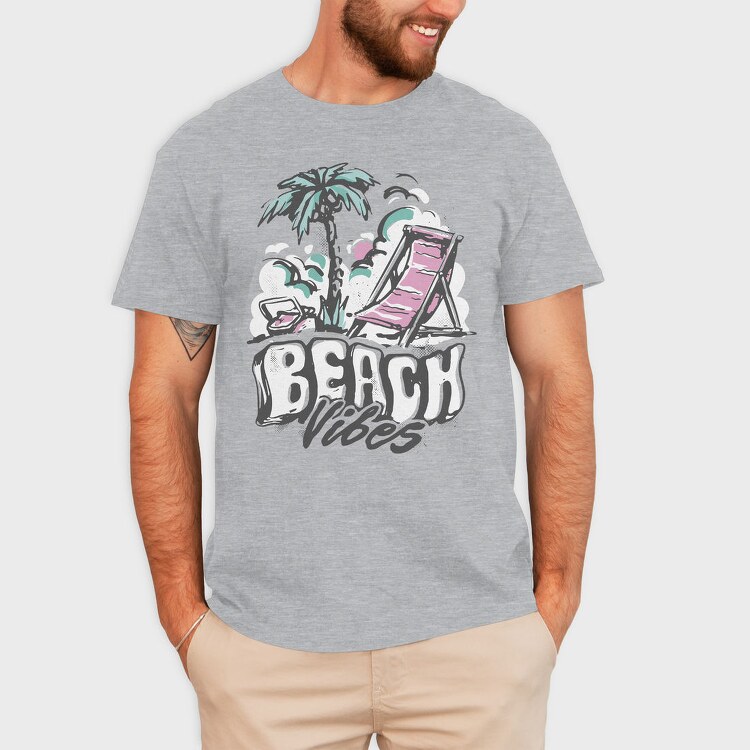 Beach Vibes Summer Vintage Lettering, Tricou Barbati (Unisex)