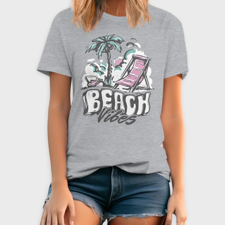 Beach Vibes Summer Vintage Lettering, Tricou Barbati (Unisex)