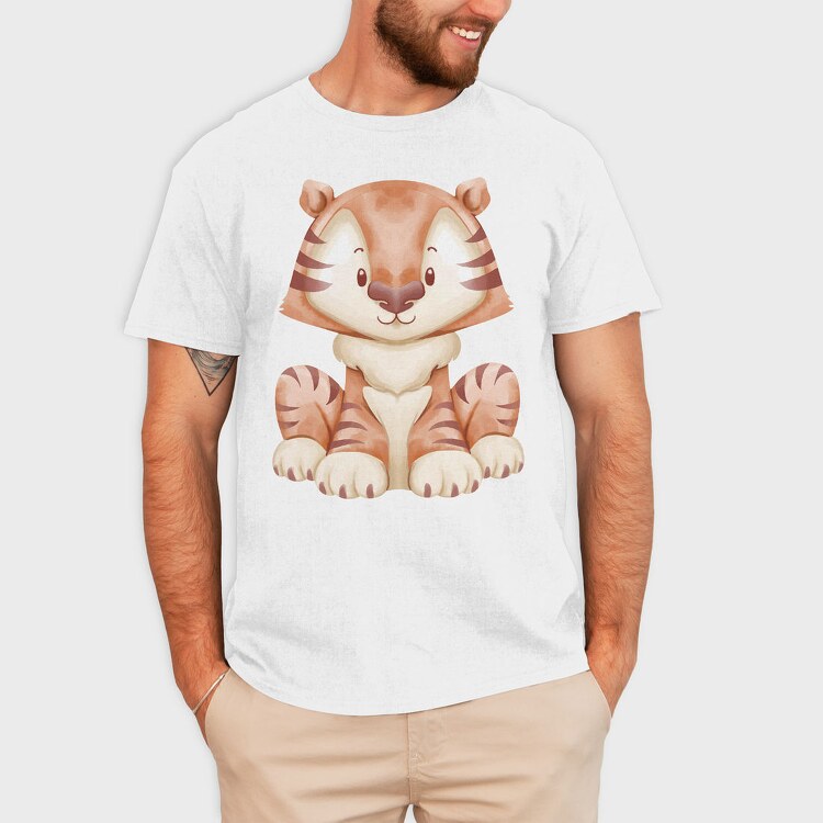 Baby Tiger Watercolor, Tricou Barbati (Unisex)